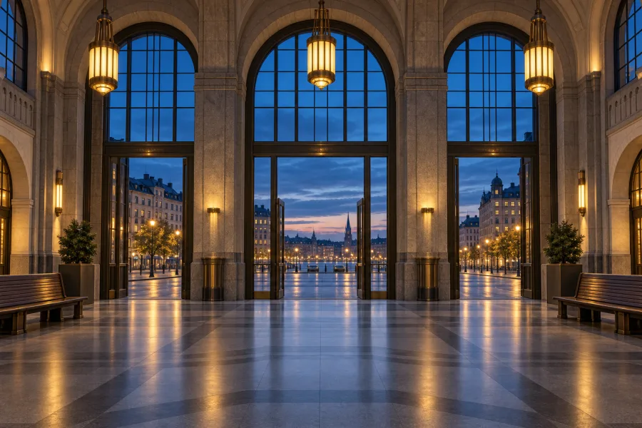 Toimituksellinen kuvitus Helsingin keskustaan saapumisesta